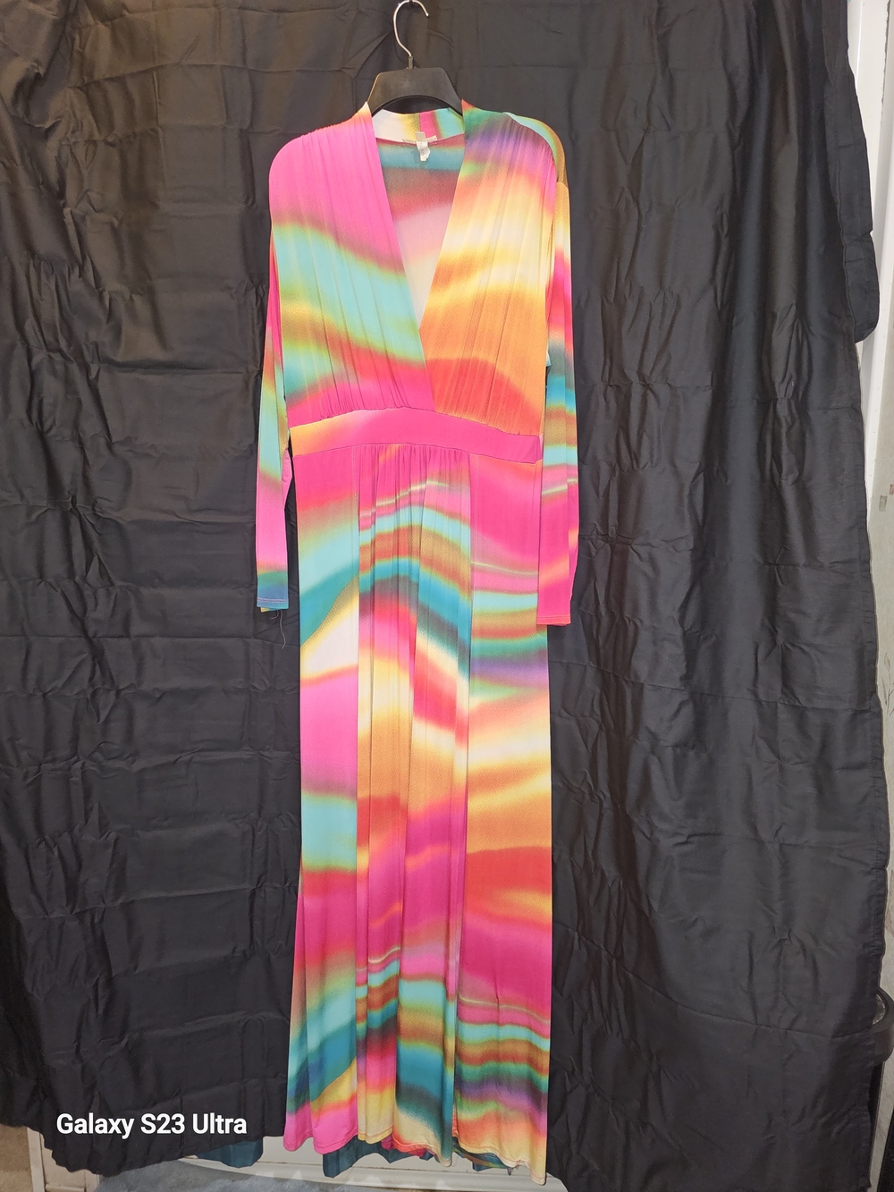 Vibrant Multicolor Maxi Dress - Pink & Teal Tie-Dye